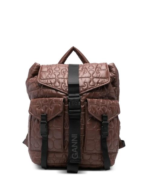 GANNI quilted-design backpack - Brown - zdjęcie produktu nr 1