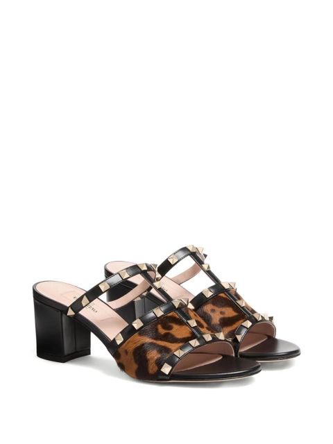 Valentino Garavani 60mm Rockstud leopard-print sandals - Black - zdjęcie produktu nr 2