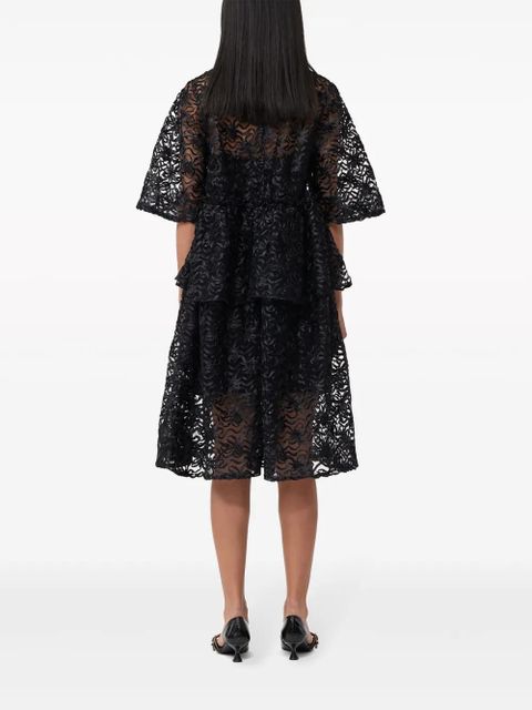 GANNI bow-pattern tulle minidress - Black