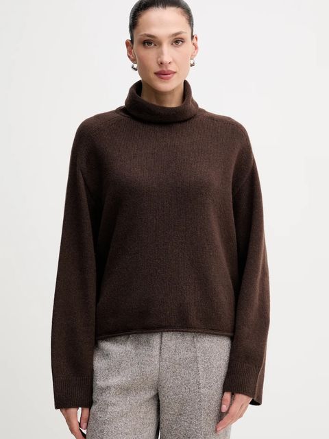 Marc O'Polo sweter z dodatkiem wełny kolor brązowy z golfem 510609060267 - zdjęcie produktu nr 1