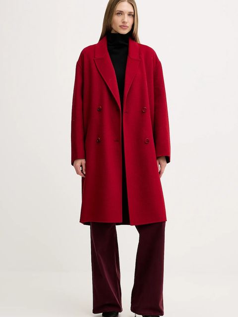 Liu Jo płaszcz z wełną kolor bordowy MF5025 T4627 - zdjęcie produktu nr 2