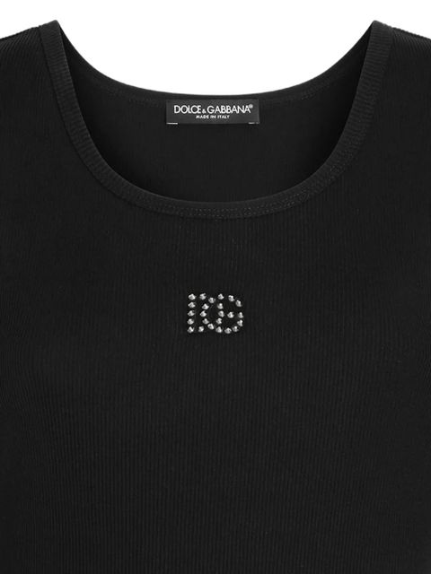 Dolce & Gabbana rhinestone-logo tank top - Black