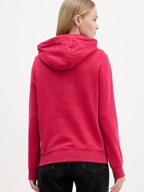 Tommy Jeans bluza bawełniana damska kolor różowy z kapturem z nadrukiem DW0DW21962