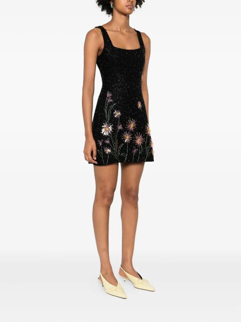 STAUD sequin-embellished floral mini dress - Black