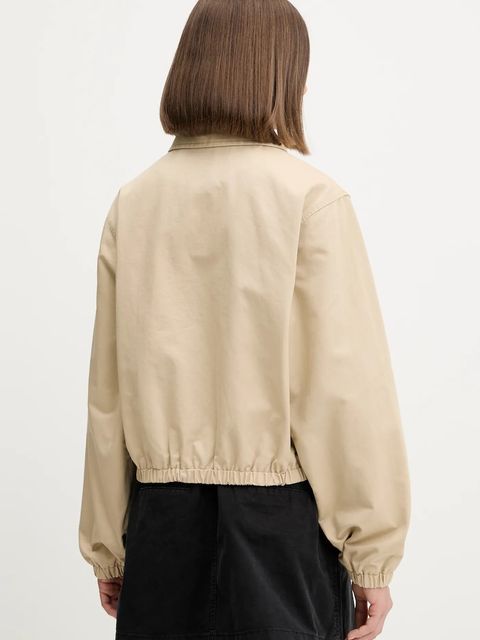 Guess Jeans kurtka bawełniana kolor beżowy przejściowa W5YL20 WGYN1