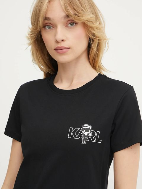 Karl Lagerfeld t-shirt bawełniany IKON damski kolor czarny A3W17085