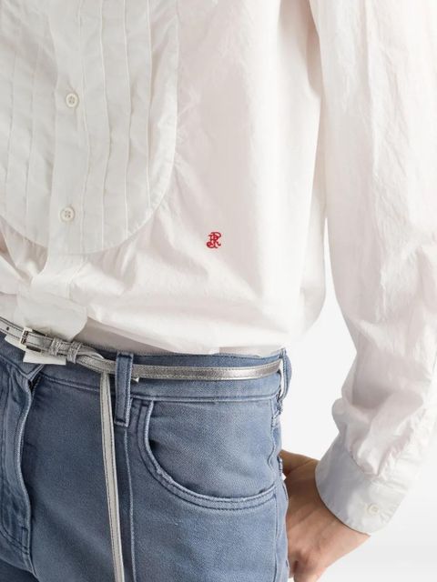 Prada logo-embroidered cotton shirt - White
