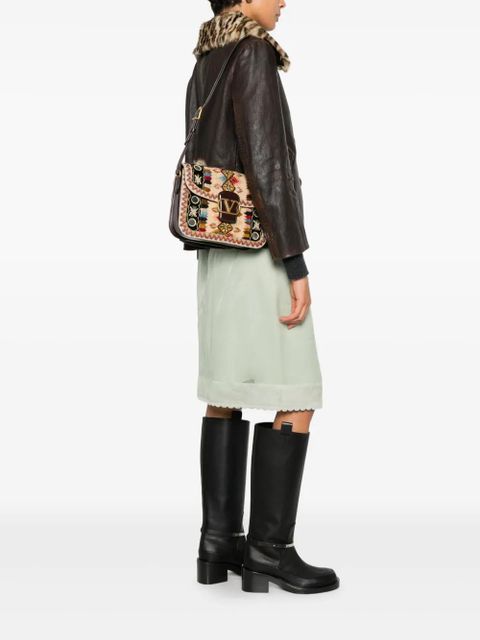 Valentino Garavani embroidered shoulder bag - Neutrals