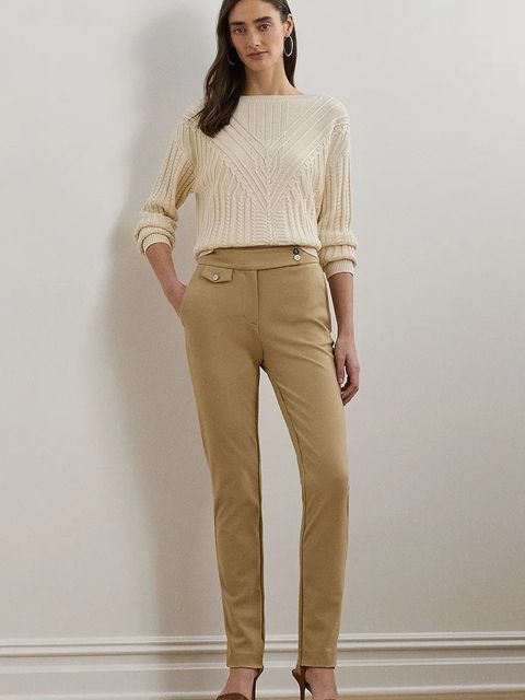 Lauren Ralph Lauren spodnie damskie kolor beżowy proste medium waist 200980023 - zdjęcie produktu nr 2