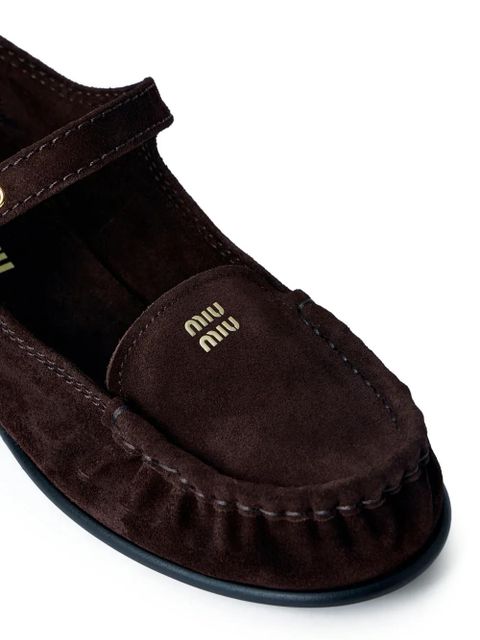 Miu Miu buckle-strap loafers - Brown