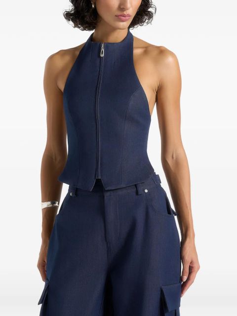 Manière De Voir Claudette halterneck backless top - Blue