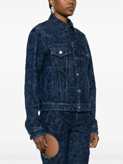 Off-White Tattoo embroidered denim jacket - Blue