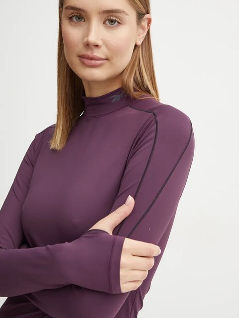 Reebok longsleeve treningowy kolor fioletowy z półgolfem 100205683