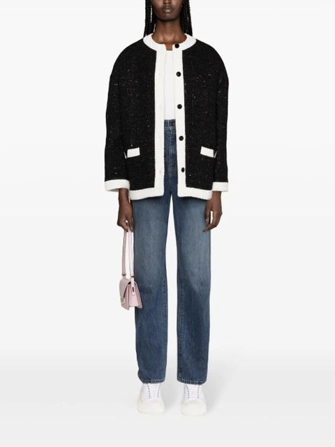 Valentino Garavani caban sequinned tweed jacket - Black