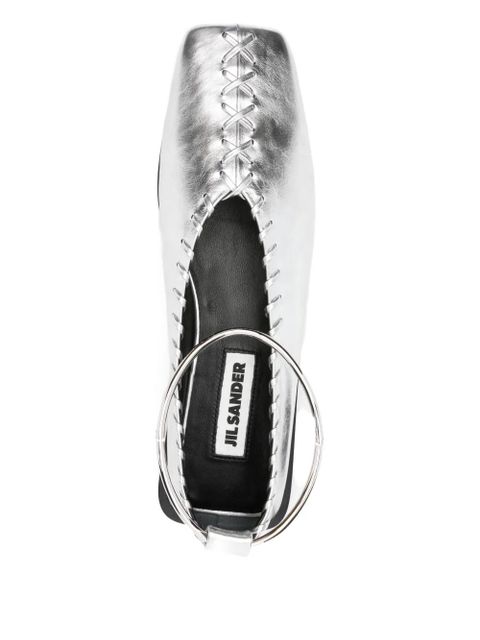 Jil Sander ankle-bracelet ballet flats - SKY GREY/SILVER
