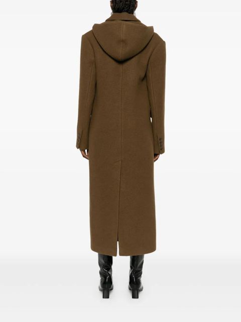 Nanushka detachable-hood double-breasted coat - Brown