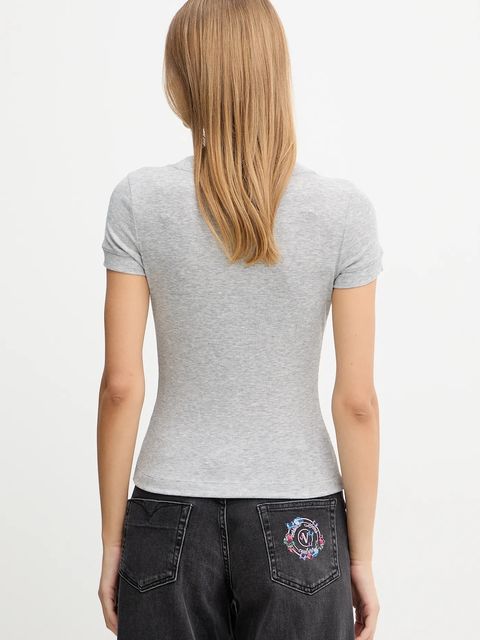 Guess t-shirt z domieszką jedwabiu TINA kolor szary W5YP11 KCNH2