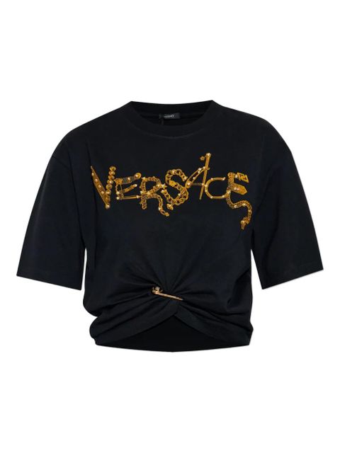 Versace embellished knot-detail T-shirt - Black - zdjęcie produktu nr 1