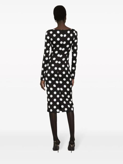 Dolce & Gabbana polka dot-print midi dress - Black