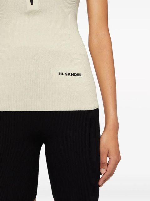 Jil Sander logo-print fine-ribbed tank top - White