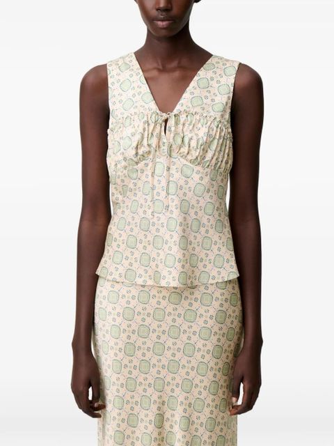 Claudie Pierlot printed V-neck top - Neutrals