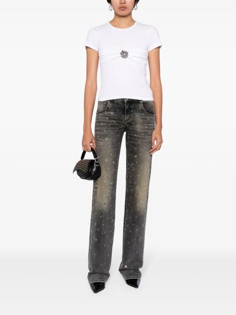 Blumarine rose-brooch cotton T-shirt - White - zdjęcie produktu nr 2