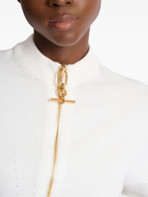 Balmain zip-up knitted cardigan - White
