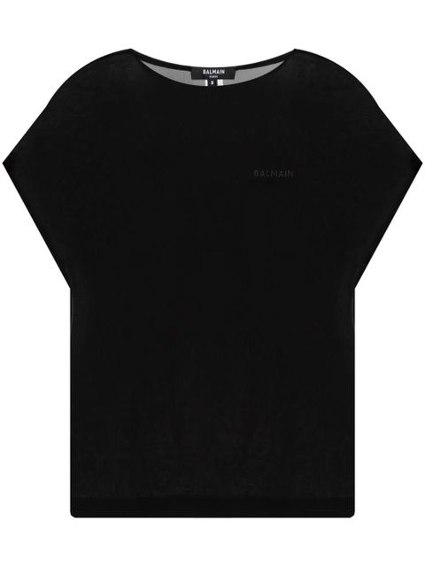 Balmain logo-embroidered t-shirt - Black - zdjęcie produktu nr 1
