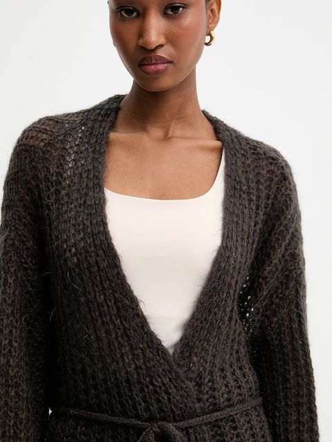 Answear.LAB kardigan z dodatkiem wełny damski kolor brązowy lekki