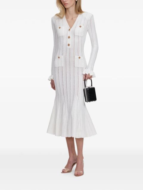 Self-Portrait pointelle-knit midi dress - White - zdjęcie produktu nr 2