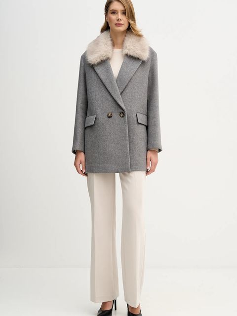 Sisley płaszcz z dodatkiem wełny kolor szary 2LAJLN06J - zdjęcie produktu nr 2