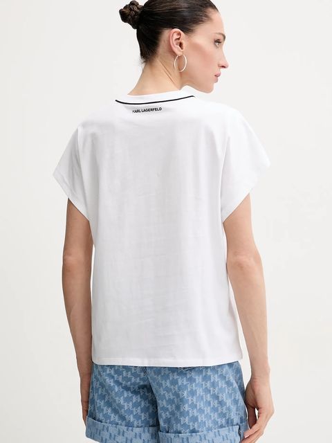 Karl Lagerfeld t-shirt bawełniany damski kolor biały A2W17109