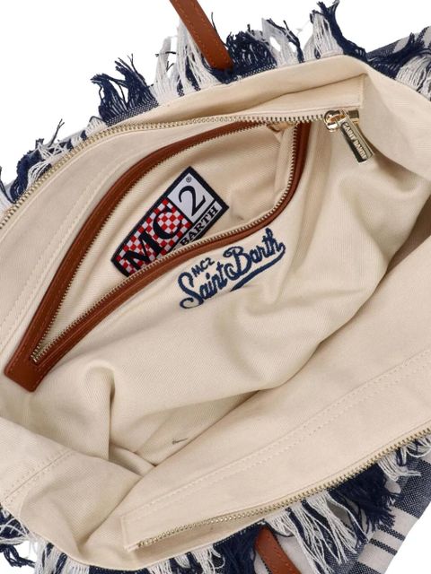 MC2 Saint Barth large City striped fringed tote bag - White - zdjęcie produktu nr 2