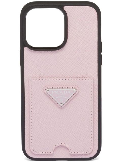 Prada Saffiano leather iPhone Pro Max 14 case - Pink