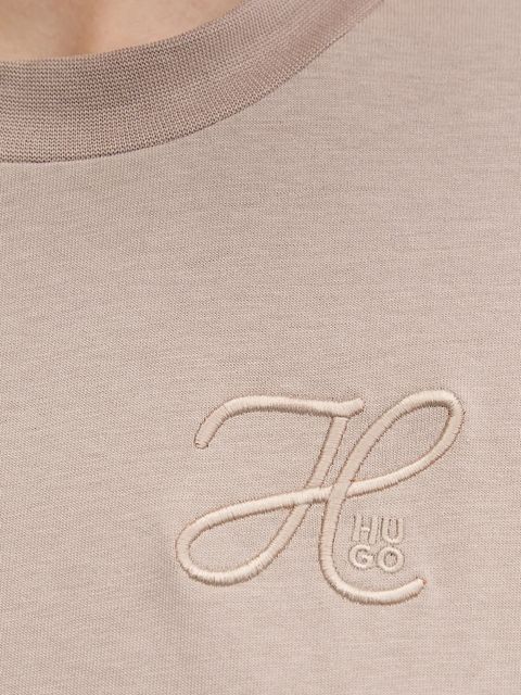 HUGO t-shirt bawełniany damski kolor beżowy 50550901