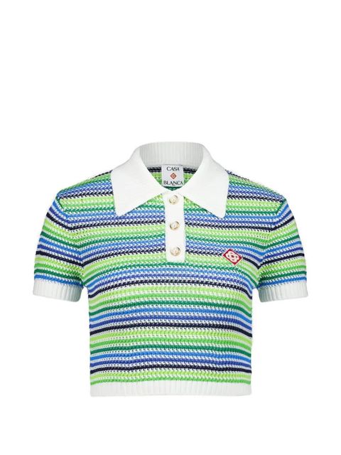 Casablanca striped button-up polo shirt - Green - zdjęcie produktu nr 1