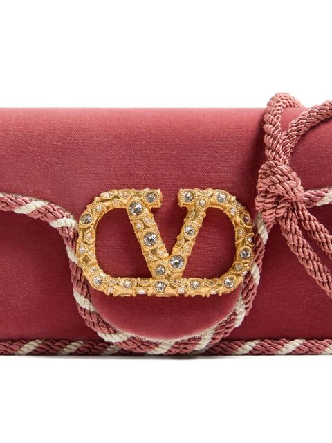 Valentino Garavani Locò jewel-embellished VLogo clutch - Pink