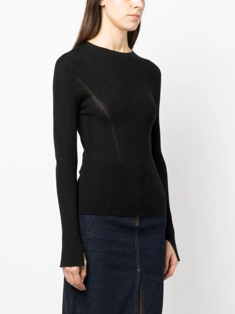 Lanvin long-sleeve ribbed-knit top - Black - zdjęcie produktu nr 2