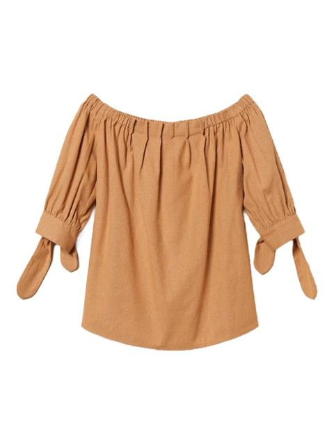 TWINSET pinstriped tie-sleeve blouse - Brown - zdjęcie produktu nr 1