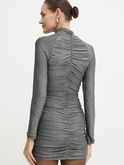 Bardot sukienka EVALINA kolor srebrny mini dopasowana 59534DB