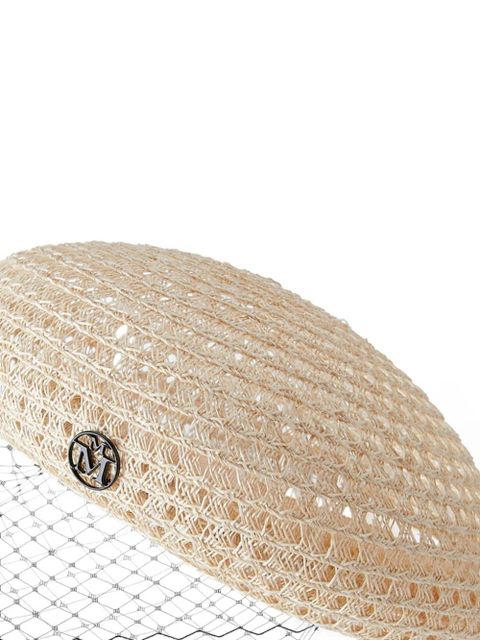 Maison Michel Emily veil-embellished knitted berret - Neutrals - zdjęcie produktu nr 2