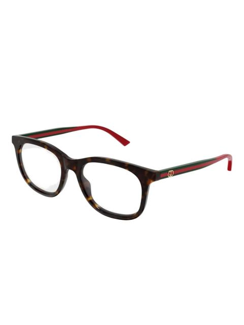 Gucci Eyewear striped roung-frame glasses - Brown