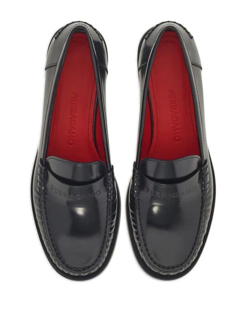 Ferragamo debossed-logo leather loafers - Black
