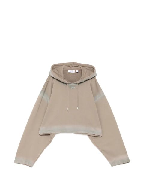 Off-White spray-effect logo stamped hoodie - Neutrals - zdjęcie produktu nr 1