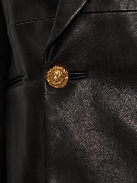 Balmain lion-button leather jacket - Black