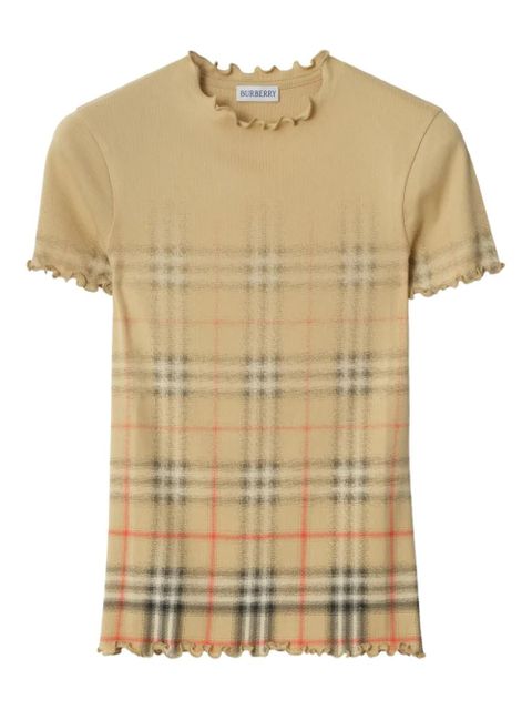 Burberry ruffled faded-check cotton T-shirt - Neutrals - zdjęcie produktu nr 1