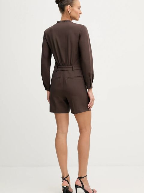 Sisley kombinezon kolor brązowy z dekoltem wiązanym 4RRVLT00R