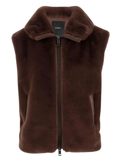 PINKO faux-fur zip-up gilet - Brown - zdjęcie produktu nr 1