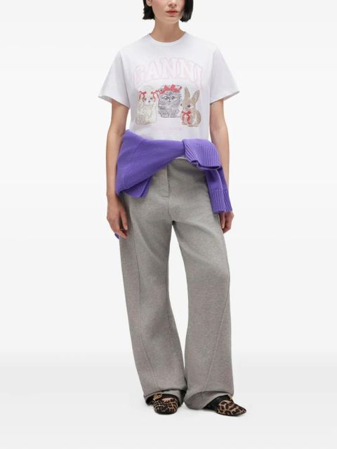 GANNI GANNI T-SHIRT BASIC COTTON JERSEY CUTE ANIMALS - White - zdjęcie produktu nr 2