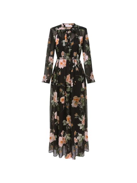 ZIMMERMANN Luna burnout-sheath lace-detail V-neck maxi dress - Black - zdjęcie produktu nr 1